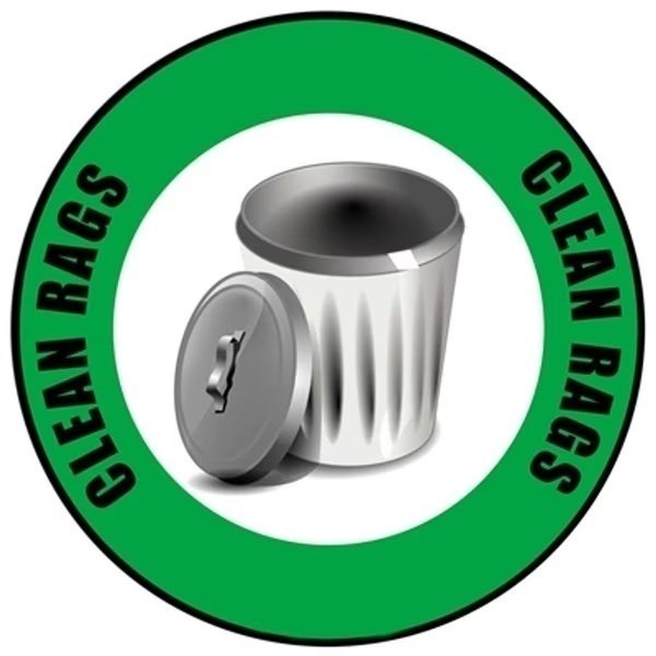 Clean Rags Floor Sign 24in Diameter Non Slip Floor Sign, 5S Supplies, Mfr#: FS-CLEANRAGS-24